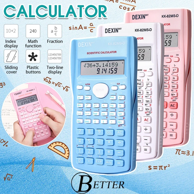 Kawaii Scientific Calculator Multifunctional High School Students Universal Button/Sun Battery School Office Supply Stationery