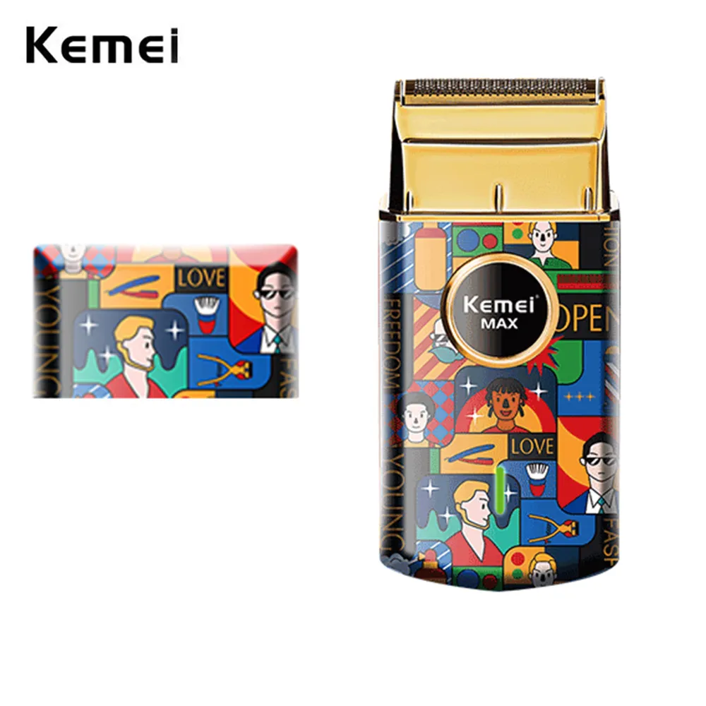 Kemei Uno Cordless Single Foil Shaver StyleCraft Graffiti Professional Lithium ion Razor Super Close Cutting WITH NO IRRITATION