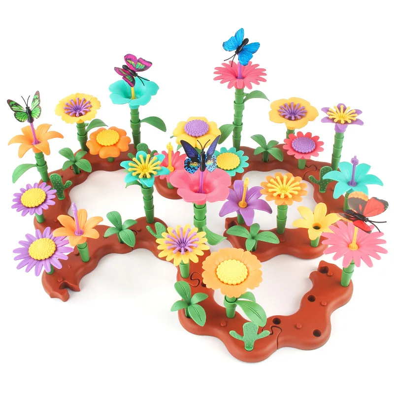 Kids Growth Flower Building Block Game Machine DIY Flower Making Educational Toys for 3-7 Year Old Boys Girls Gift