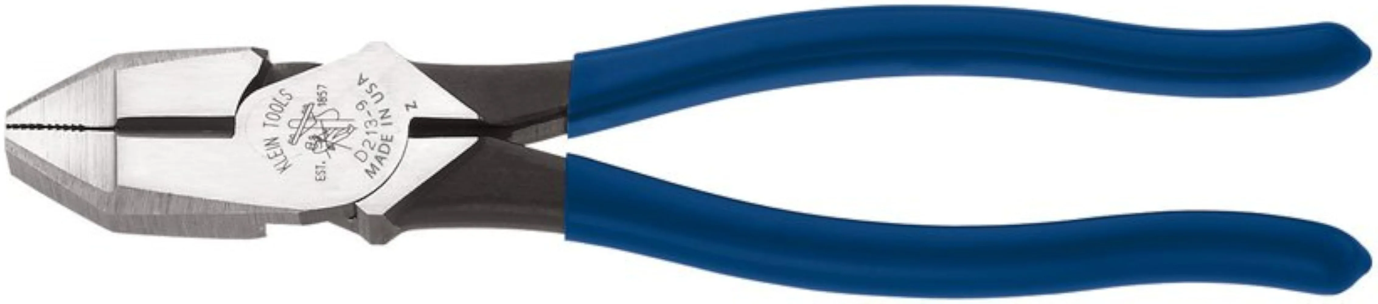 Klein Tools D213-9 Lineman’s Square Nose Pliers, High Leverage Electrical Pliers with Induction Hardened Knives, 9-Inch