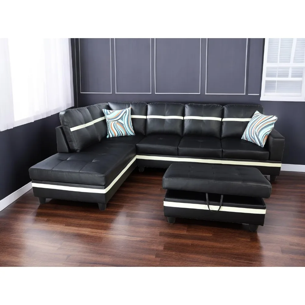 L Shaped Couch,  Sectional Couches for Living Room, Modern Living Room Furniture Sets Sofa in 3PCS for Home/Office, Sofa Cama