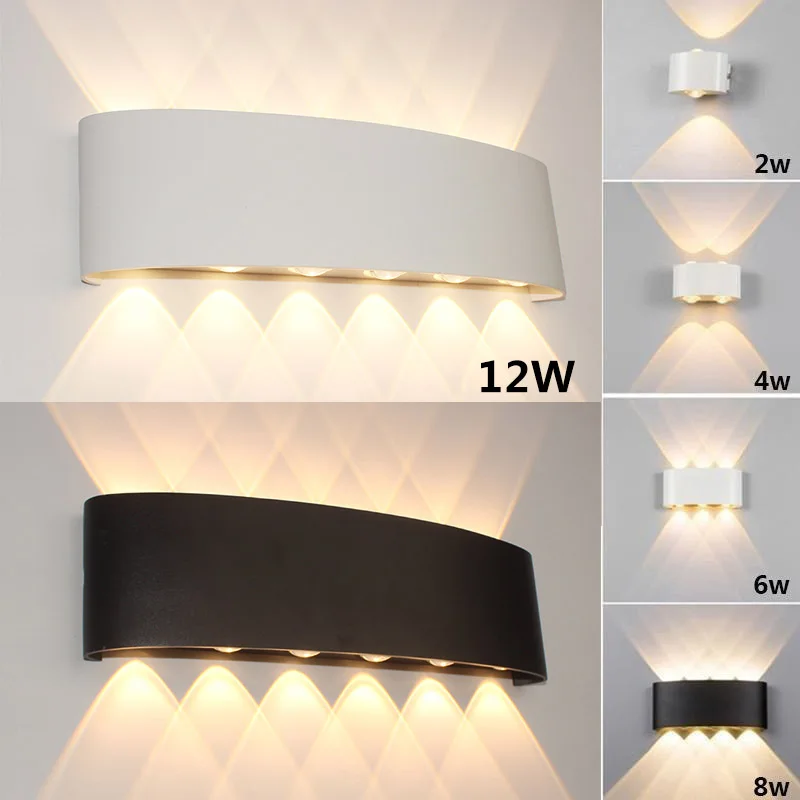 LED Aluminium Wall Light AC110V-220V Outdoor Waterproof Home Decoration Up Down Wall Interior Lamp Living Room Bedroom 2-12W