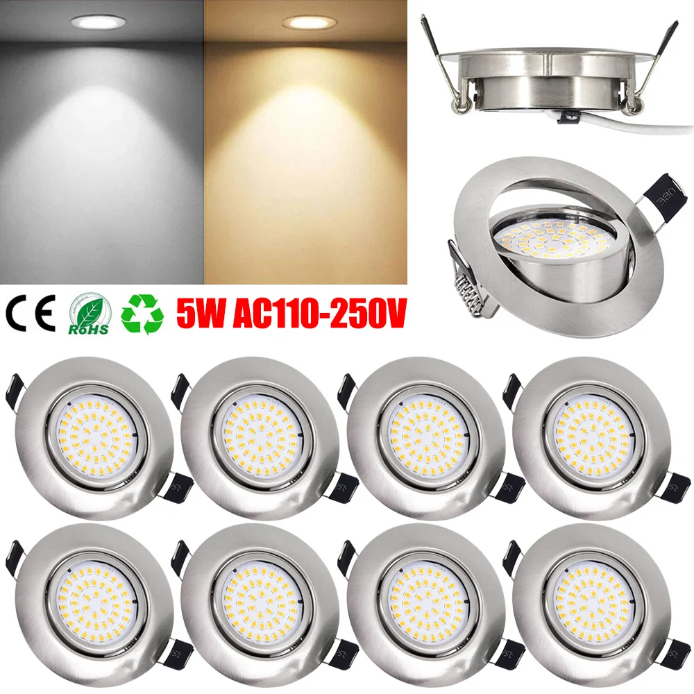 LED Downlight Adjustable Tilt Angle 5W LED Ceiling Lights Fixture Round Recessed Lamp Kitchen Spot Lights Indoor Lighting Home