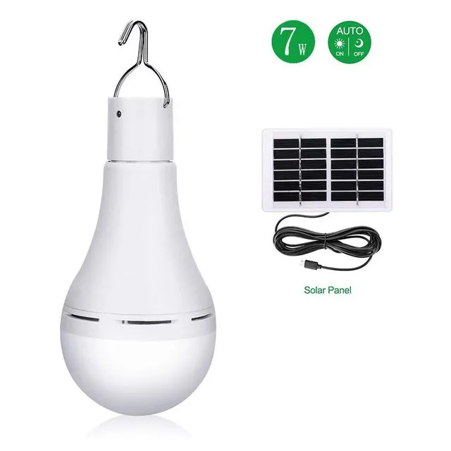 LED Solar Bulb Light Waterproof Outdoor 5V USB Charged Hanging Emergency Sunlight Powered Lamp Portable Powerful Indoor House