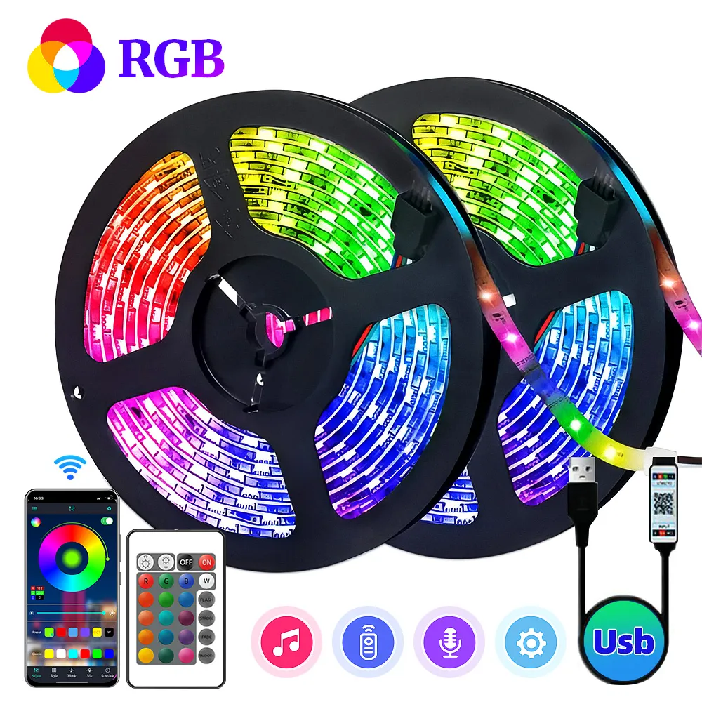 LED Strip Lights RGB 5050 ,5V 1M-30M,16 million colours, RGB , Led Strip Lighting Music Sync, Color Changing for Party Home