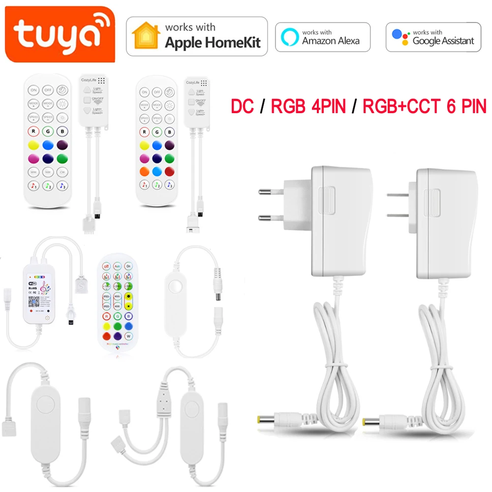 LED Strip light RGB Contoller Tuya Smart Life APP Dimmer Switch 5V 12V WiFi For Alexa Echo Google Home Smart Lamp Remote Control