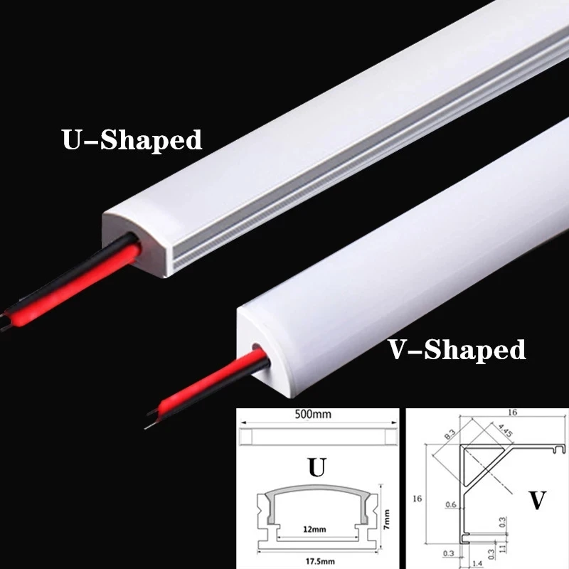 LED hard light DC12V 50CM 20 Inch LED Strip SMD5730 36LEDs U/V-shape Flat LED aluminum channel Rigid Strip For Indoor Lighting