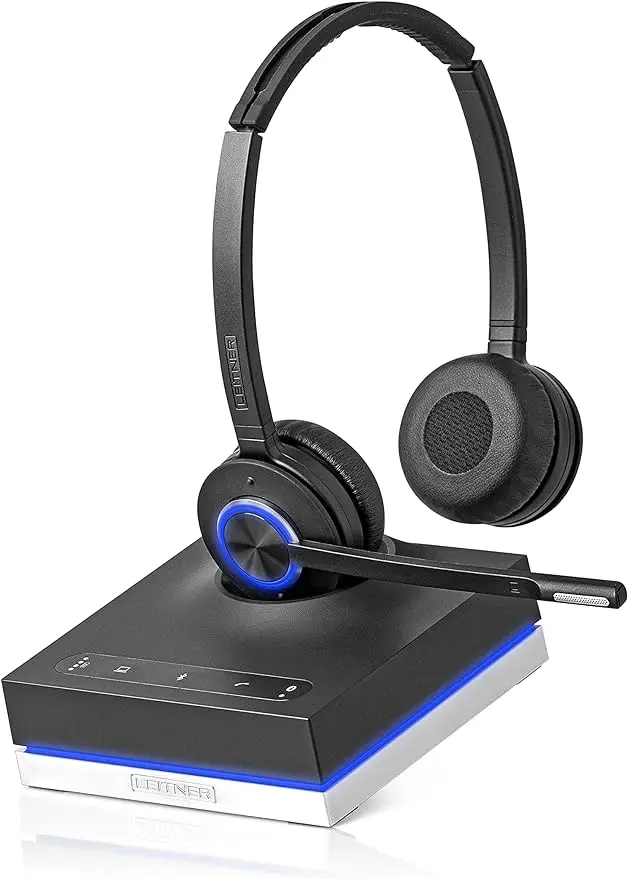 LH675 3-in-1 Wireless Office Headset with Mic – Wireless DECT Headset for Office Phone, Computer and Cell Phone