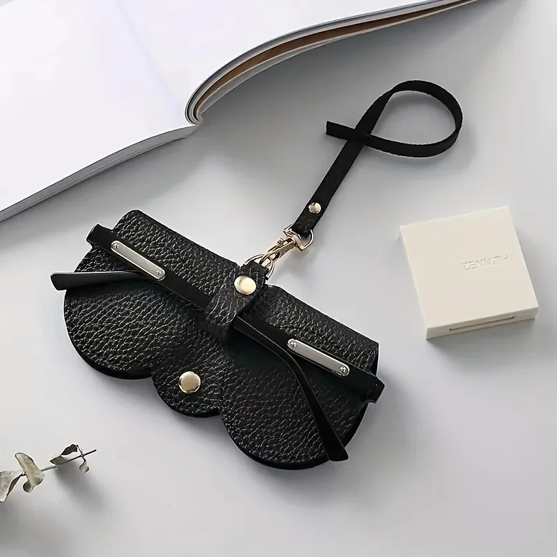 Litchi Embossed Glasses Cover Cute Hanging PU Sunglasses Reading Glasses Storage Bag Portable Travel Eyewear Holder