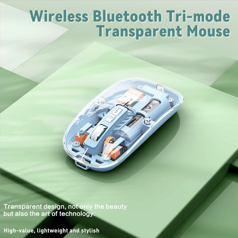 M233 Wireless Bluetooth Threemode Transparent Mouse Rechargeable Silent Portable Tablet Notebook Office Computer Bluetooth Mouse