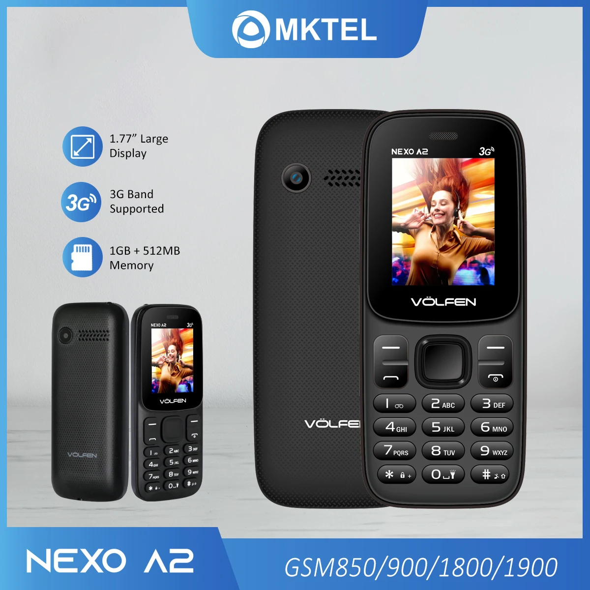 MKTEL NEXO A2 3G Feature Phone Dual SIM Dual Standby 1.77