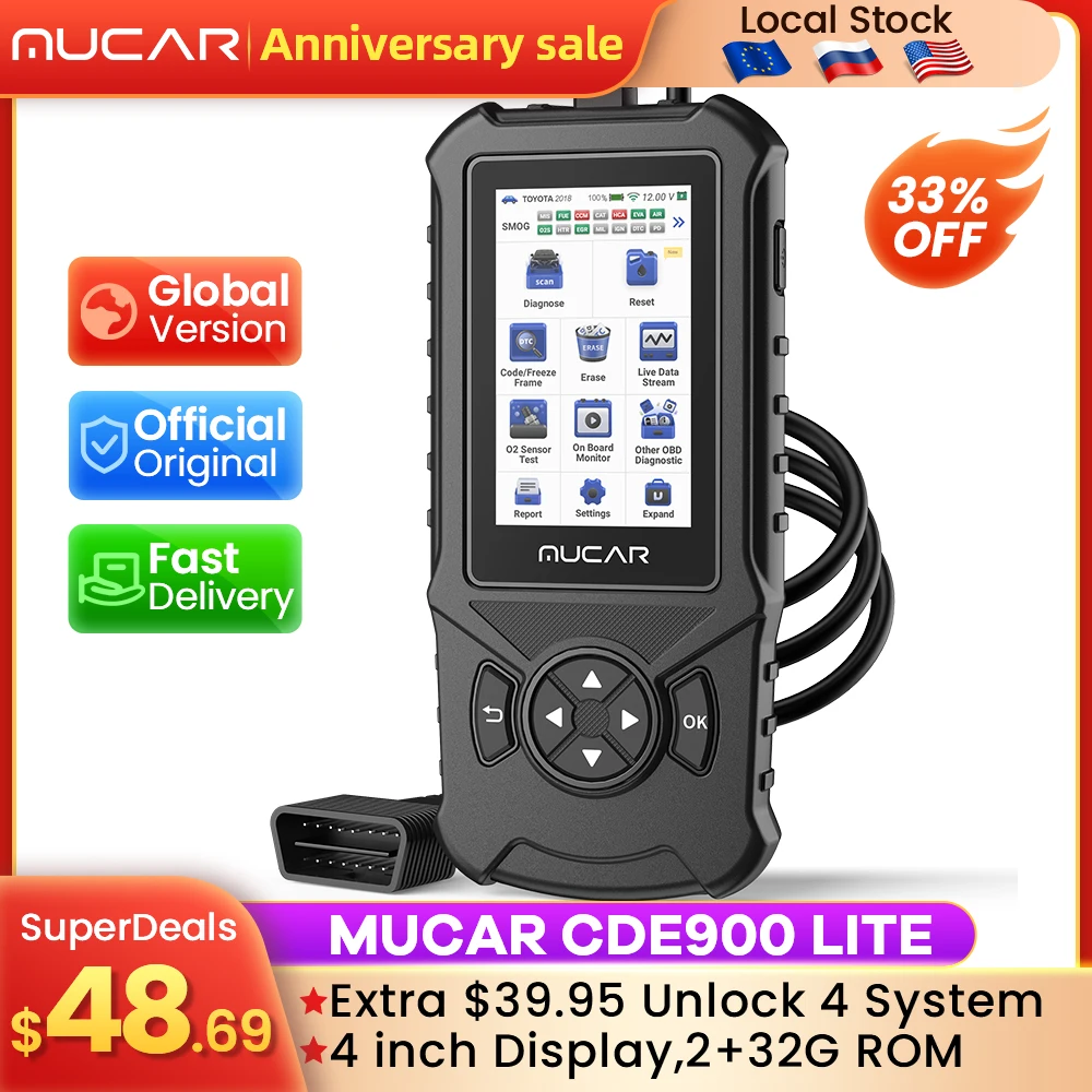 MUCAR CDE900 Obd2 Scanner Car Diagnostic Tool Auto Engine ABS SRS TCM 4 System Code Reader Automotive Scan Diagnosis Free Update