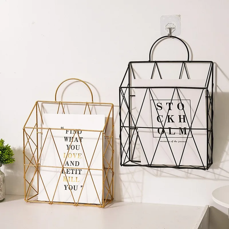 Magazine Racks Wall Newspaper Nordic Metal Iron Wall Hanging Holder Book Shelf Storage Organizer DIY Home Storage Decoration