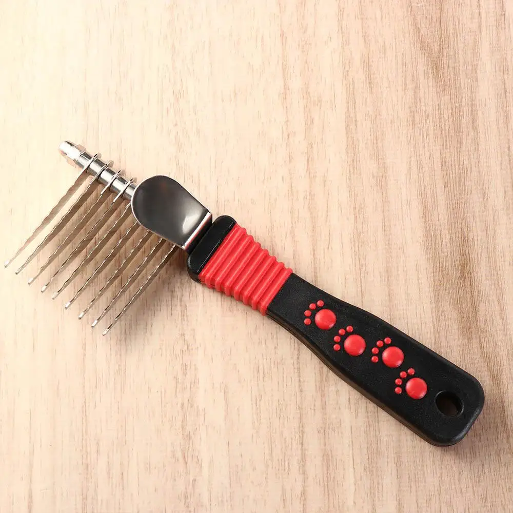 Manual Pet Dematting Fur Rake Non-slip Handle Professional Pet Knot Comb Stainless Steel Dog Grooming Brush Home