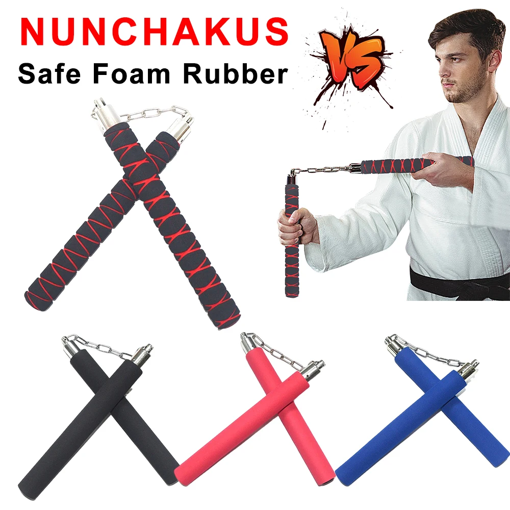 Martial Arts Training Nunchakus Chinese Kung Fu Wushu Nunchaku Practice Nunchucks Safe Foam Rubber for Kids Or Adults Beginners