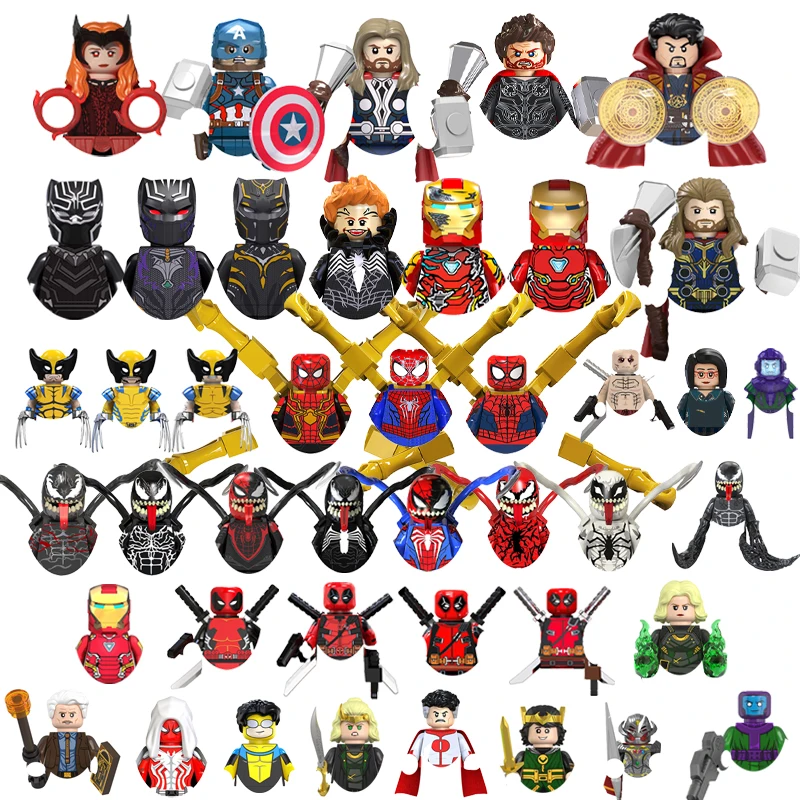 Marvel Legends Ironman Spiderman Wolverine Minifigures Building Blocks Heros Mini Action Figures Toys Gifts For Bricks