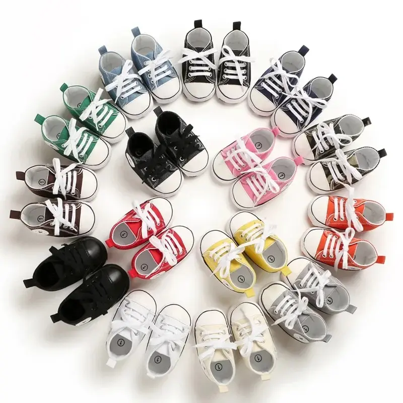 Meckior Baby Classic Star Canvas Sneakers Newborn Baby Boys Girls Shoes First Walkers Infant Toddler Anti-slip Crib Baby Shoes