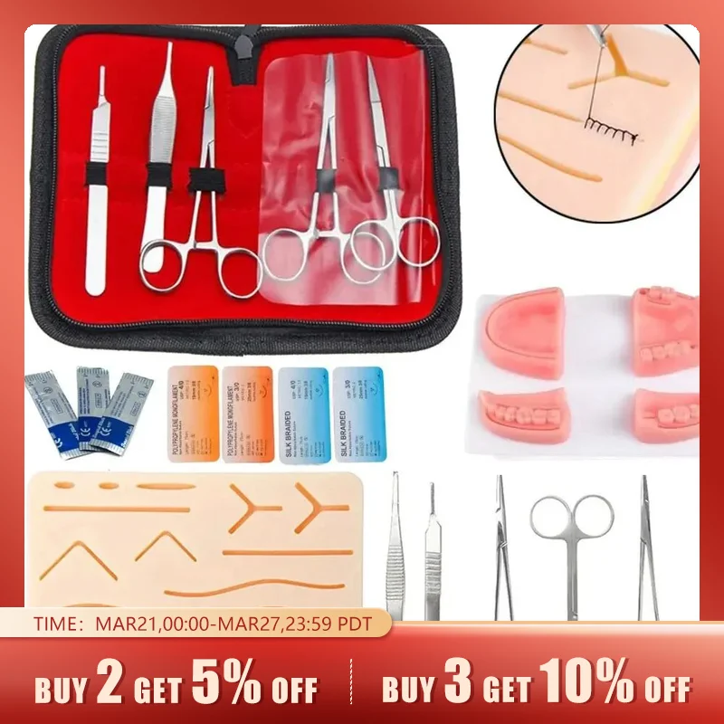 Medical Students Suture Practice Kit Surgical Training with Skin Pad Model Tool Set Educational Teaching Equipment Practice Set