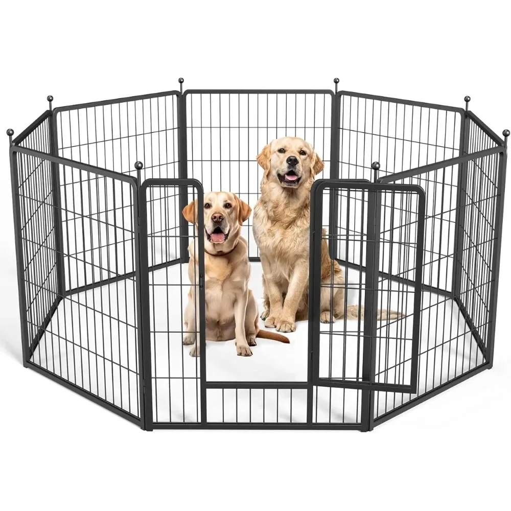 Medium Small Dogs RV Yard Camping Accessory Dog House for Outdoor 32” Height 8 Panels Fence With Anti-Rust Coating Pet Corral