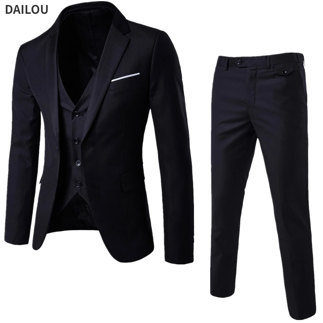 Men Blazers 3 Pieces Sets Wedding 2 Suits Elegant Jackets Formal Business Luxury Full Vest Pants Coats Classic  Free Shipping