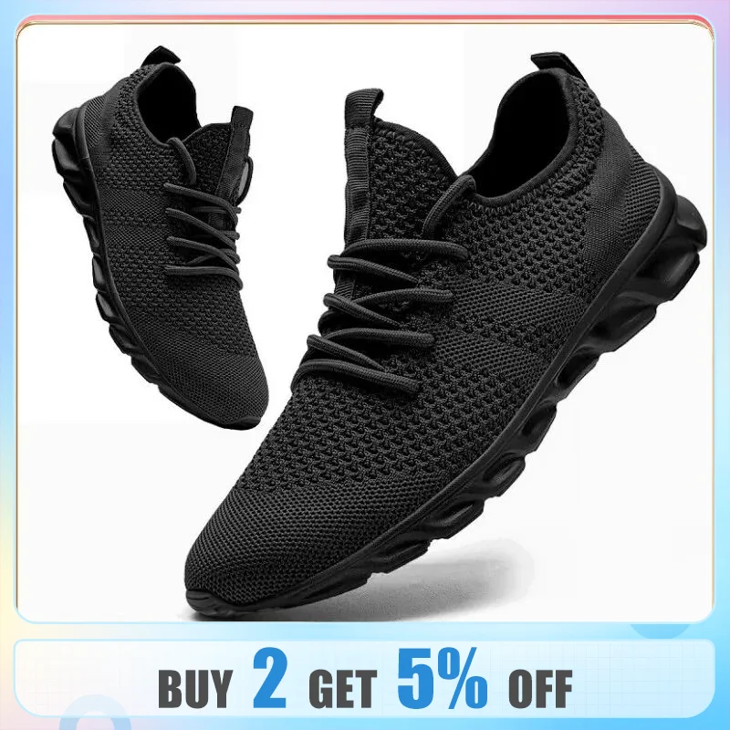 Men Casual Sport Shoes Light Sneakers White Outdoor Breathable Mesh Black Running Shoes Athletic Jogging Tennis Shoes