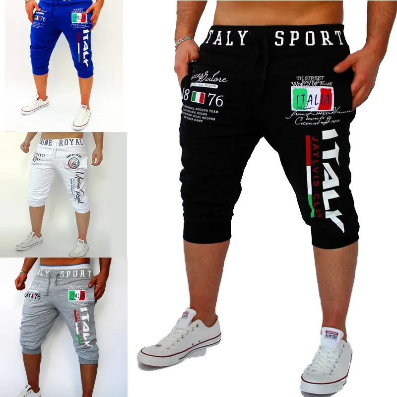 Men’s Athletic Shorts Sweat Shorts Capri Pants Drawstring Print Letter Sports Outdoor Weekend Streetwear Stylish Sweatpants Male