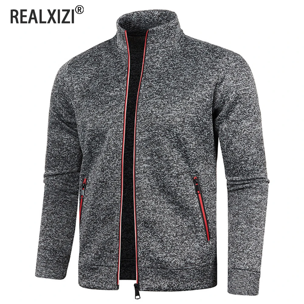 Men’s Jackets Zipper Hoodies for Male Solid Color Long Sleeve Snowflakes Sweatshirts Turtleneck Jacket Men Streetwear