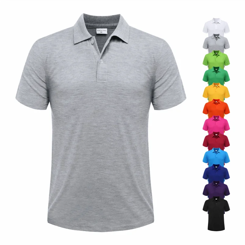 Men’s Lapel Summer Short Sleeved Polo Shirt Casual Ribbed Breathable High-Quality Top Loose Fitting Work Clothes