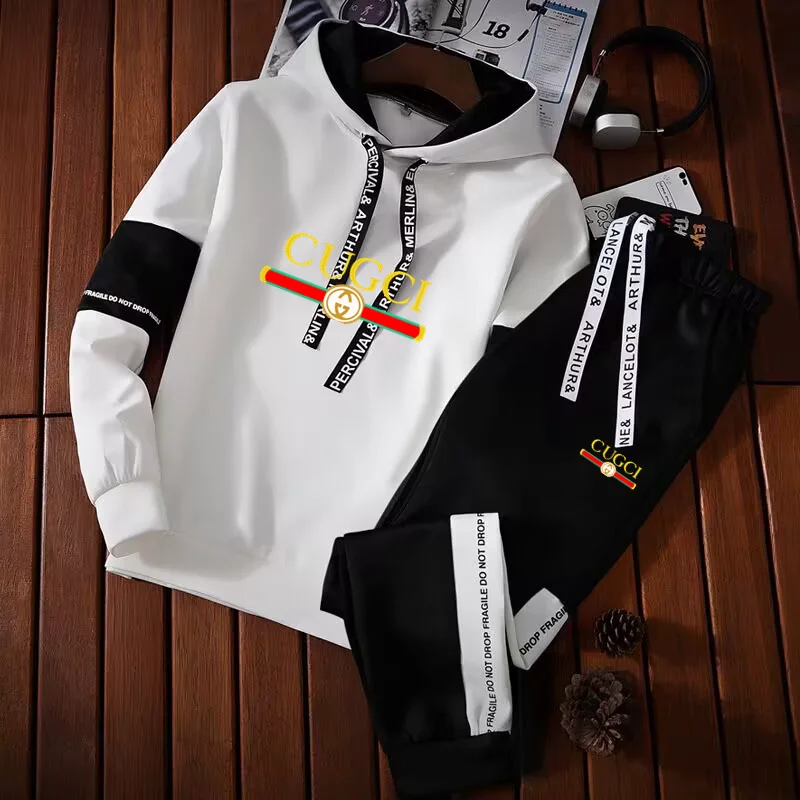 Men’s Luxury Brand Printed Sportswear Casual Solid Color Sportswear+2 pieces of Windbreak Designer Outdoor Sports Warmth Set