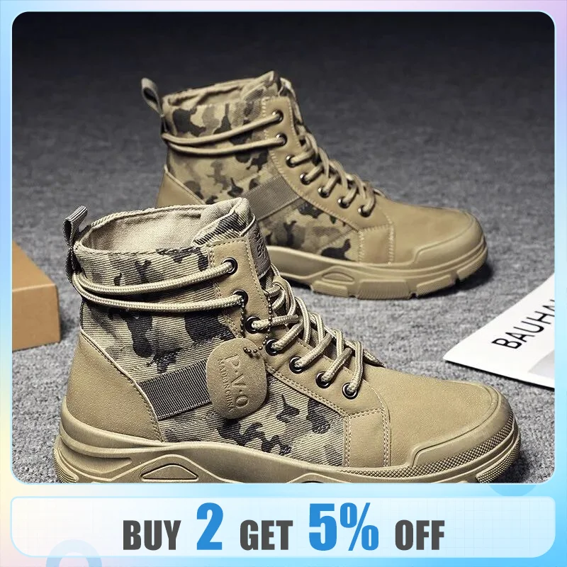 Men’s Shoes Camo Martin Boots Men’s Autumn/Winter Work Wear Casual Short Boots