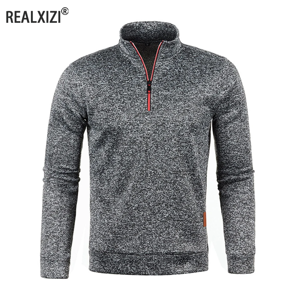 Men’s Sweatshirts Half Zipper Pullover Male Long Sleeve Flleece Sweater Standcollar Snowflakes Hoodies Men Clothes