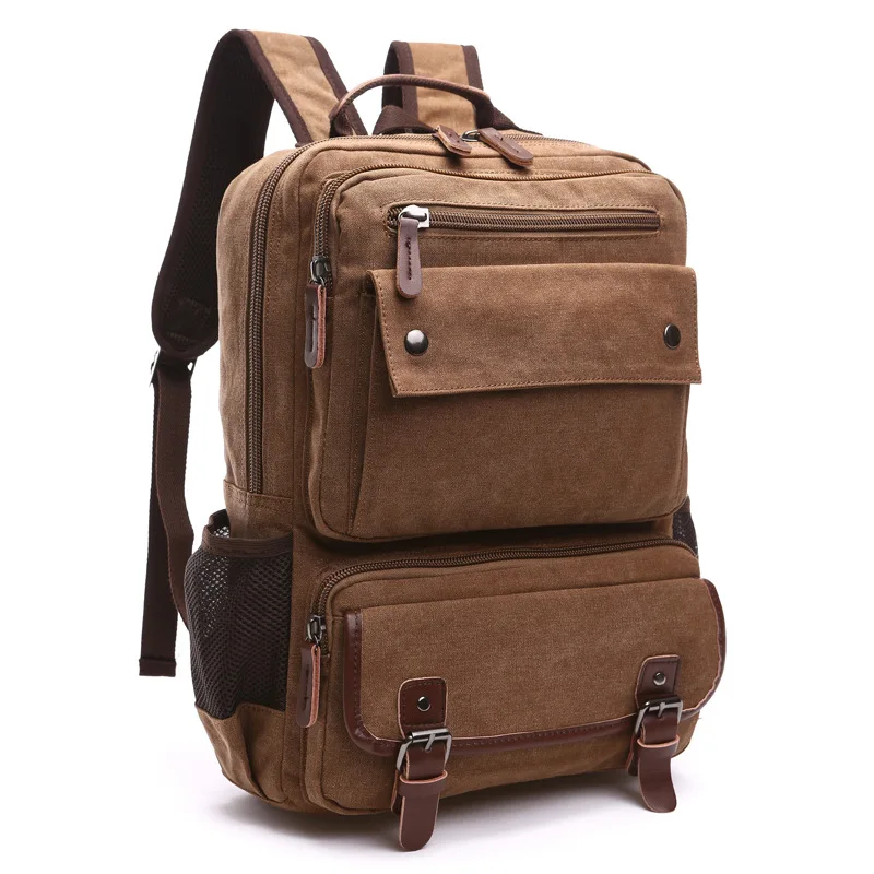 Men vintage Canvas Backpack Male Laptop College Student School Bags for Teenager Backpack 2020 Large capacity Men’s Bags