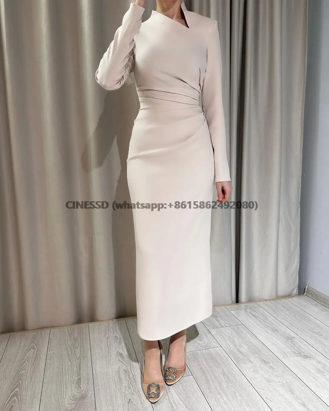 Mermaid Long Sleeves High Neck Ankle Length Prom Dresses Saudi Arabia Women’s Formal Occasion Dresses Evening Party Gowns