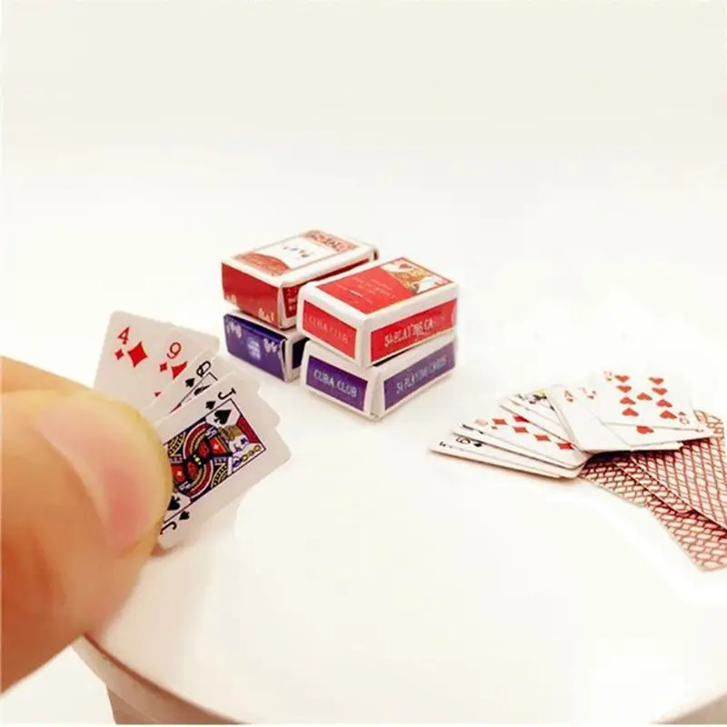 Mini Cute 1:12 Dollhouse Miniatures Poker Home Decoration Poker Cards Playing Game for Doll Kawaii Accessories