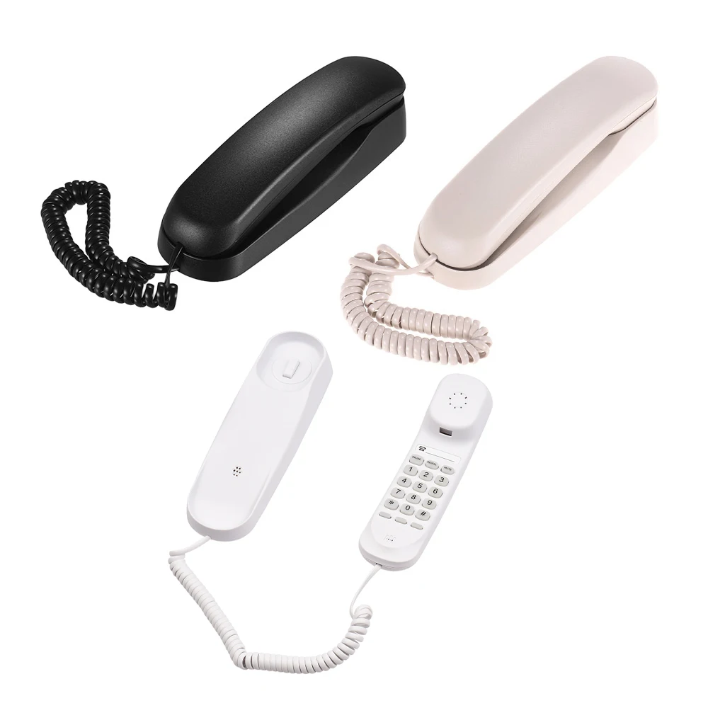 Mini Desktop Corded Landline Phone Fixed Telephone Wall Mountable Supports Mute/ Pause/ Hold/ Reset/ Flash/ Redial Functions