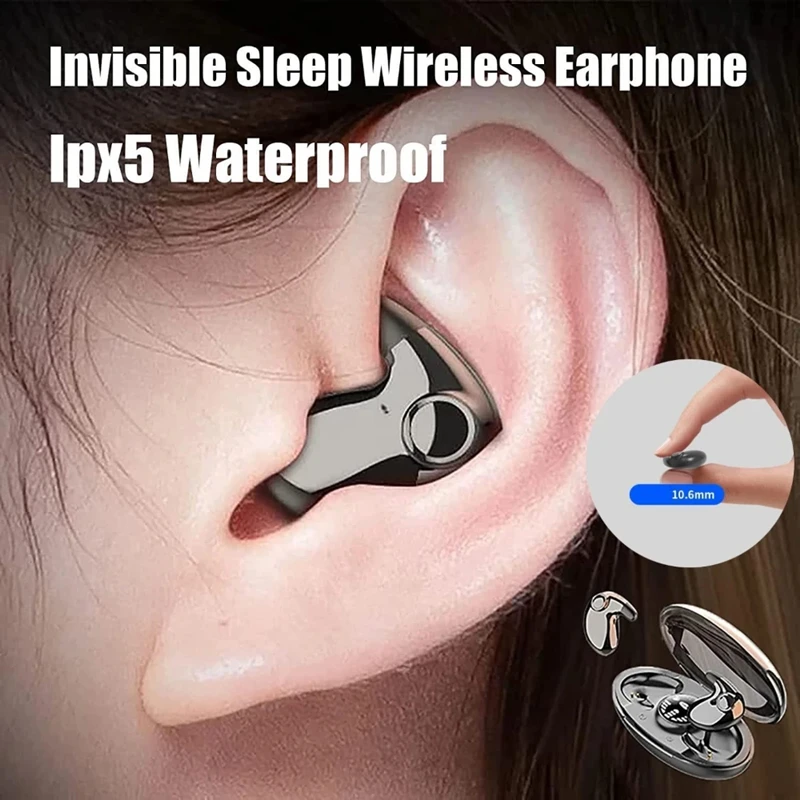 Mini Invisible Sleep Wireless Earphone Bluetooth 5.0 Hidden Earbuds IPX5 Waterproof Noise Cancelling Touch Control Headphone X55