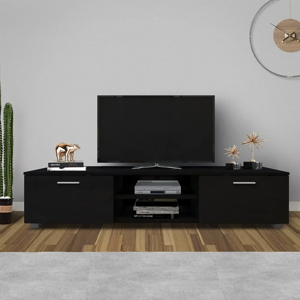 Modern 55 60 65 70 (*60*) TV Stand Entertainment Center With Storage Table for Television Stands Black Freight Free Furnitures