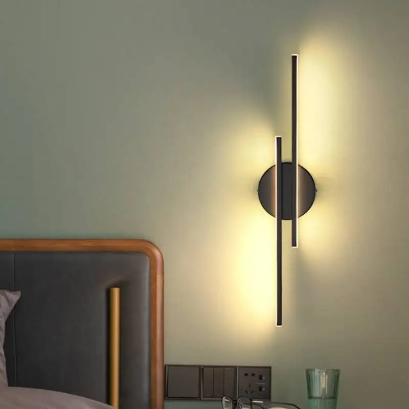 Modern home wall lamp suitable for TV background wall master bedroom bedside wall lamp study double straight line decorative lam