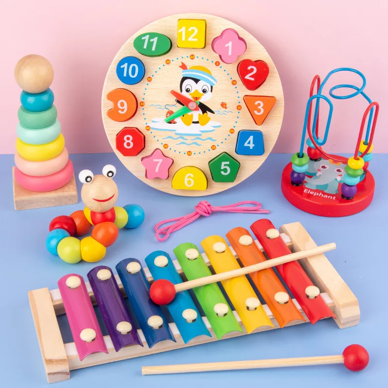 Montessori Baby Toys Kids 3D Wooden Puzzles Early Learning Baby Games Toys Educational Wooden Toys For Children Birthday Gifts