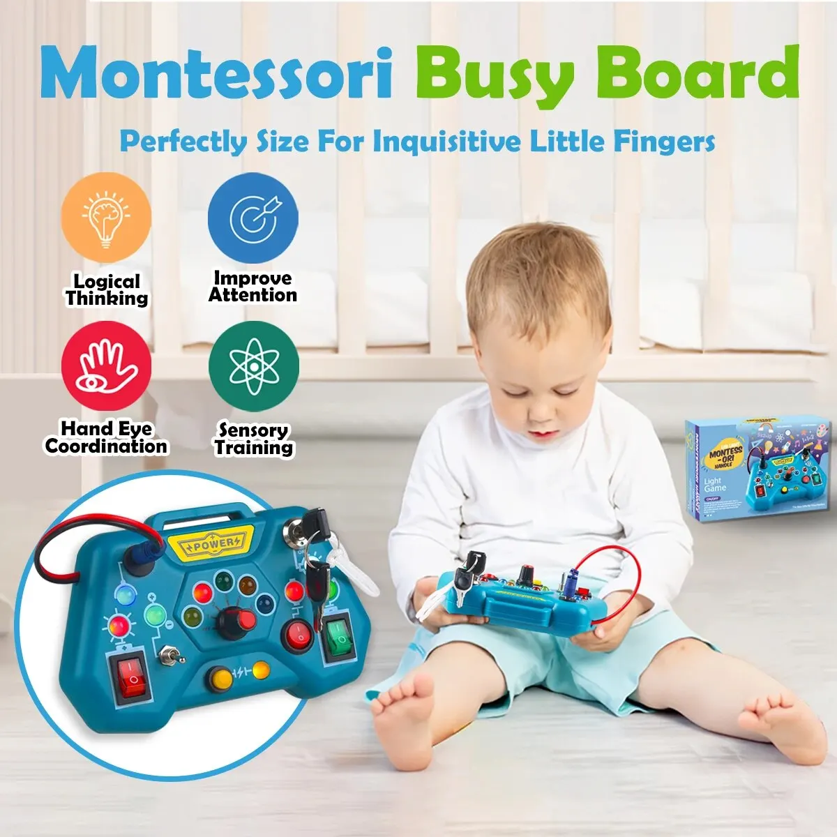 Montessori Busy Board Toys for Toddlers Gifts for 1 2 3 Year Old Baby Boys Girls Educational Learning Toys Toddler Travel Toys