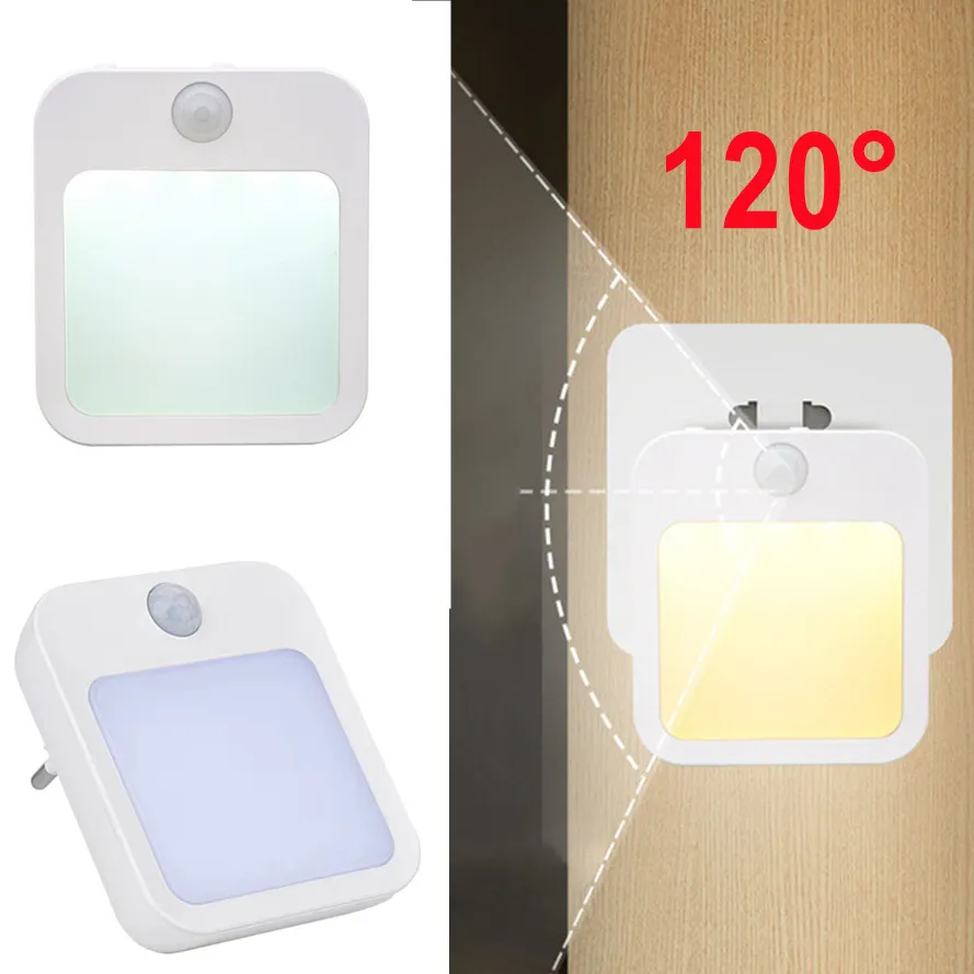 Motion Sensor LED Night Lights EU/US Plug Dimmable Cabinet Light For Baby Bedside Bedroom Corridor Wireless Night Lamp Lighting