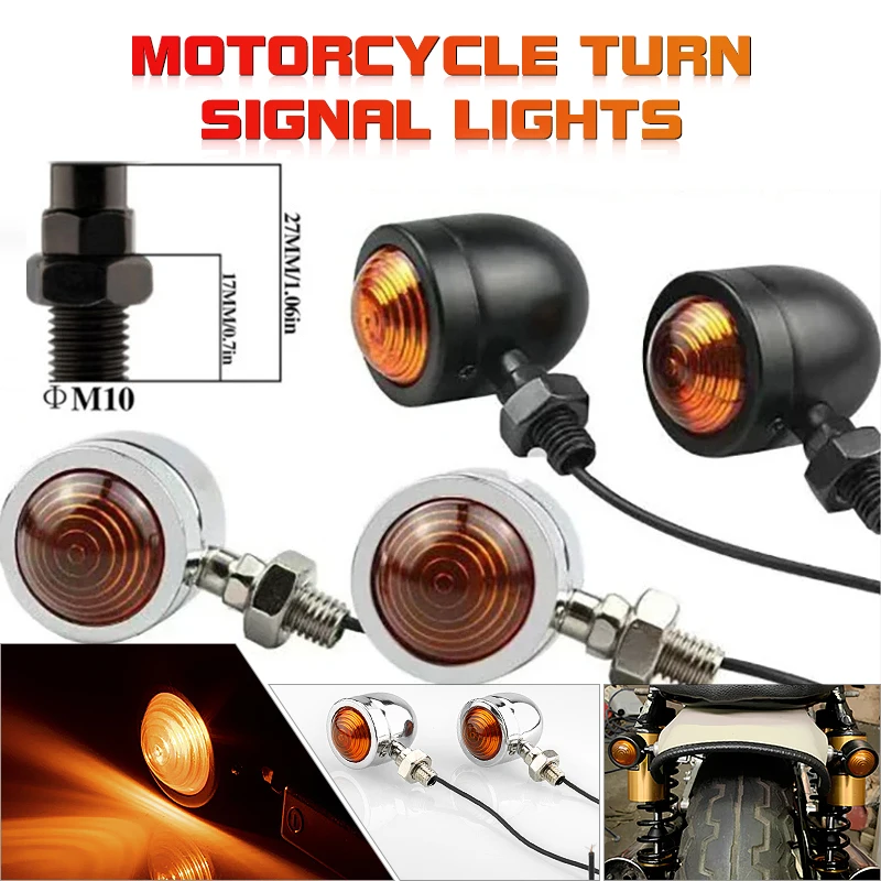 Motorcycle Turn Signal Lights Indicator Light Amber Motorbike Blinker Headlight 12V Mini Universal Bullet Mini Moto Lamp