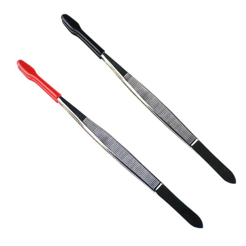 Multi-function Tweezers with Rubber Tips Coin Tweezers Flat Tip Tweezers Philately Stamps Collector Tools for Craft Bead