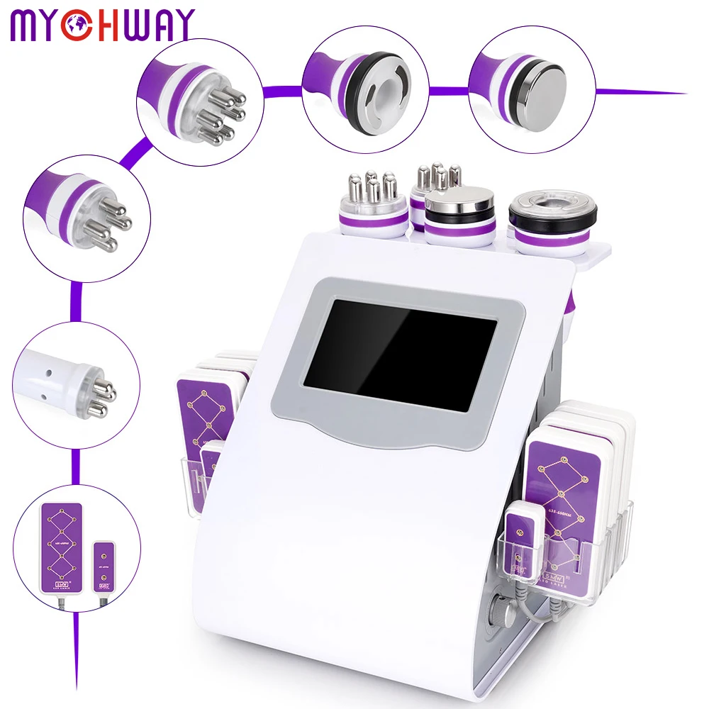 Mychway 6 In 1 Cavitation Machine 40k Multifunctional Body Slimming Facial Skin Care Tool for Salon Spa or Home Use