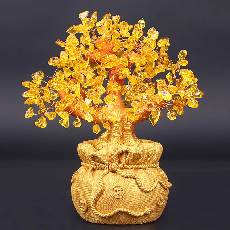 Natural Crystal Bonsai Money Tree Lucky Tree Feng Shui Money Tree Home Decor