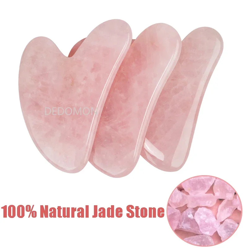 Natural Rose Jade Gouache Scraper Face Lift Massager for Face Gua Sha Board Skin Face Relax Sliming Beauty Eye Neck Thin Lift