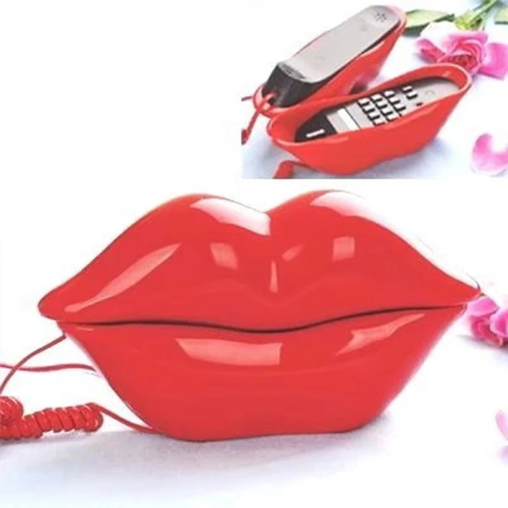 New Lips Telephone Multi-Functional Cute Desk Landline Phone Home Office Decoration Set Stylish Household Mouth Shape Telephone