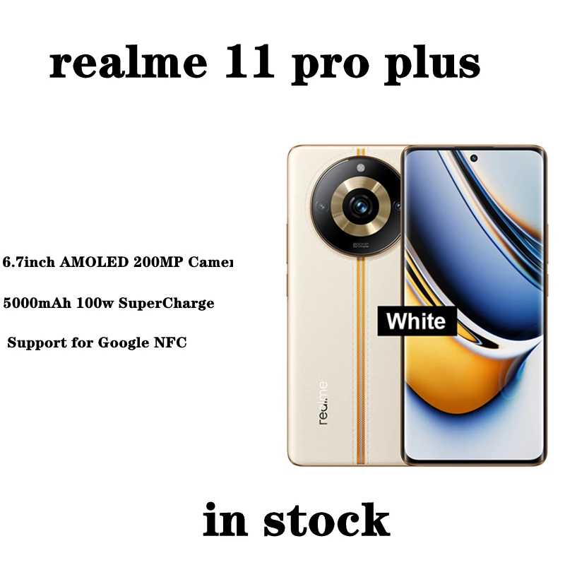 New Original Realme 11 Pro Plus + 5G Mobile Phone MTK Dimensity7050 6.7inch AMOLED 200MP Camera NFC 5000mAh 100W Super Charge