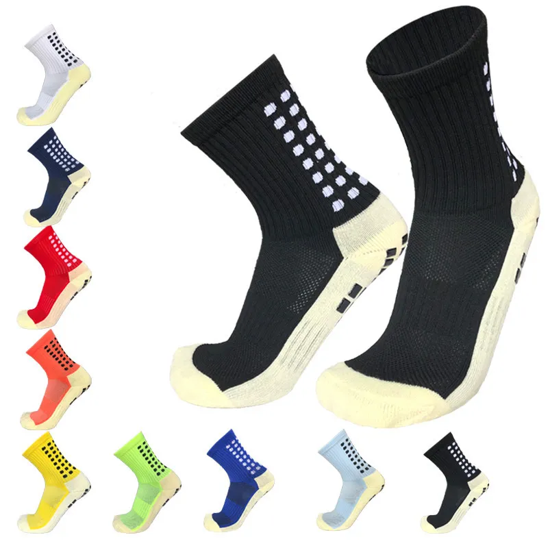 New Outdoor Football Socks Anti Slip Soccer Sports Men Womens Sport Socks Square friction Film Thickened Towel Bottom