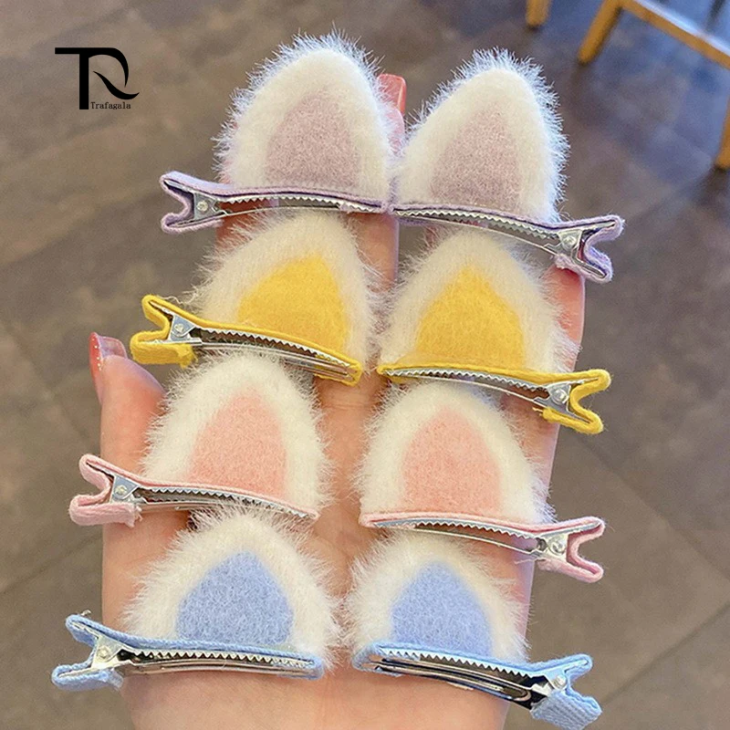 New Plush Cat Ears Hairpins Girls Cute Hair Clip Hair Accessories For Women Sweet Barrettes Hair Tie Kids Fashion Ornaments Gift